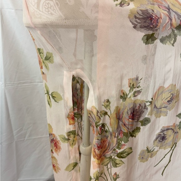 Vintage 80s 90s Size Medium Sheer Roses Floral Romantic Duster Cardigan maxi - Picture 4 of 11